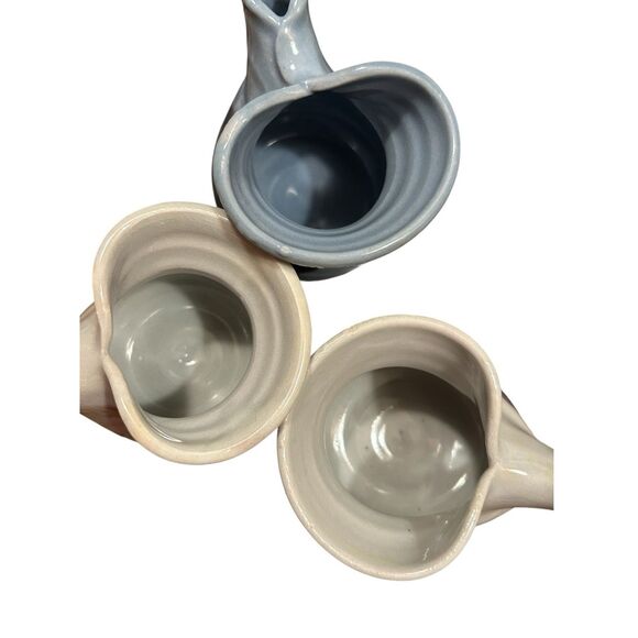 3 Studio Art Pottery Handmade Pinch Artist Signed Creamer Ceramic 3" x 3" Rustic - Picture 5 of 11